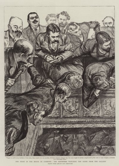 The Fight in the House of Commons, the Reporters Watching the Scene from the Gallery by Charles Paul Renouard